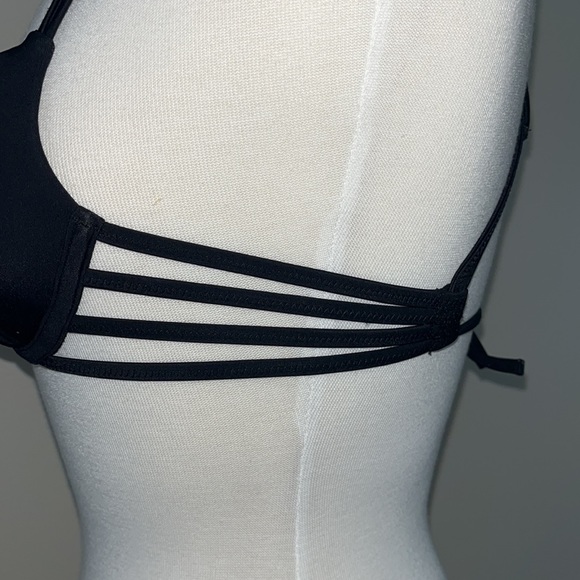 Black Strappy Push-up Swimsuit Bikini Top 32B - Picture 3 of 9